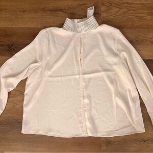 H&M Cream Blouse with Embellished Collar